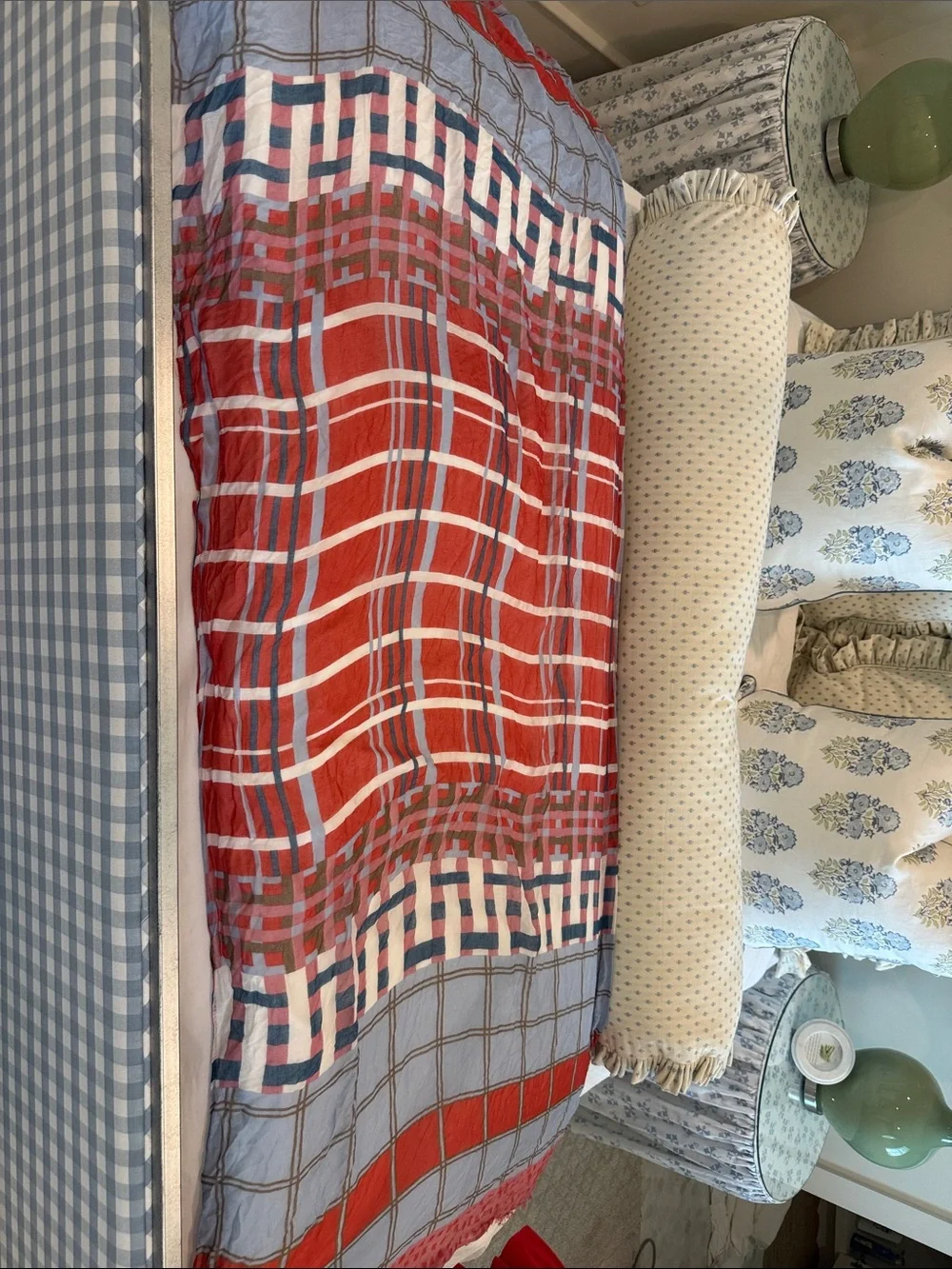 Lightweight Red & Blue Plaid Scarf